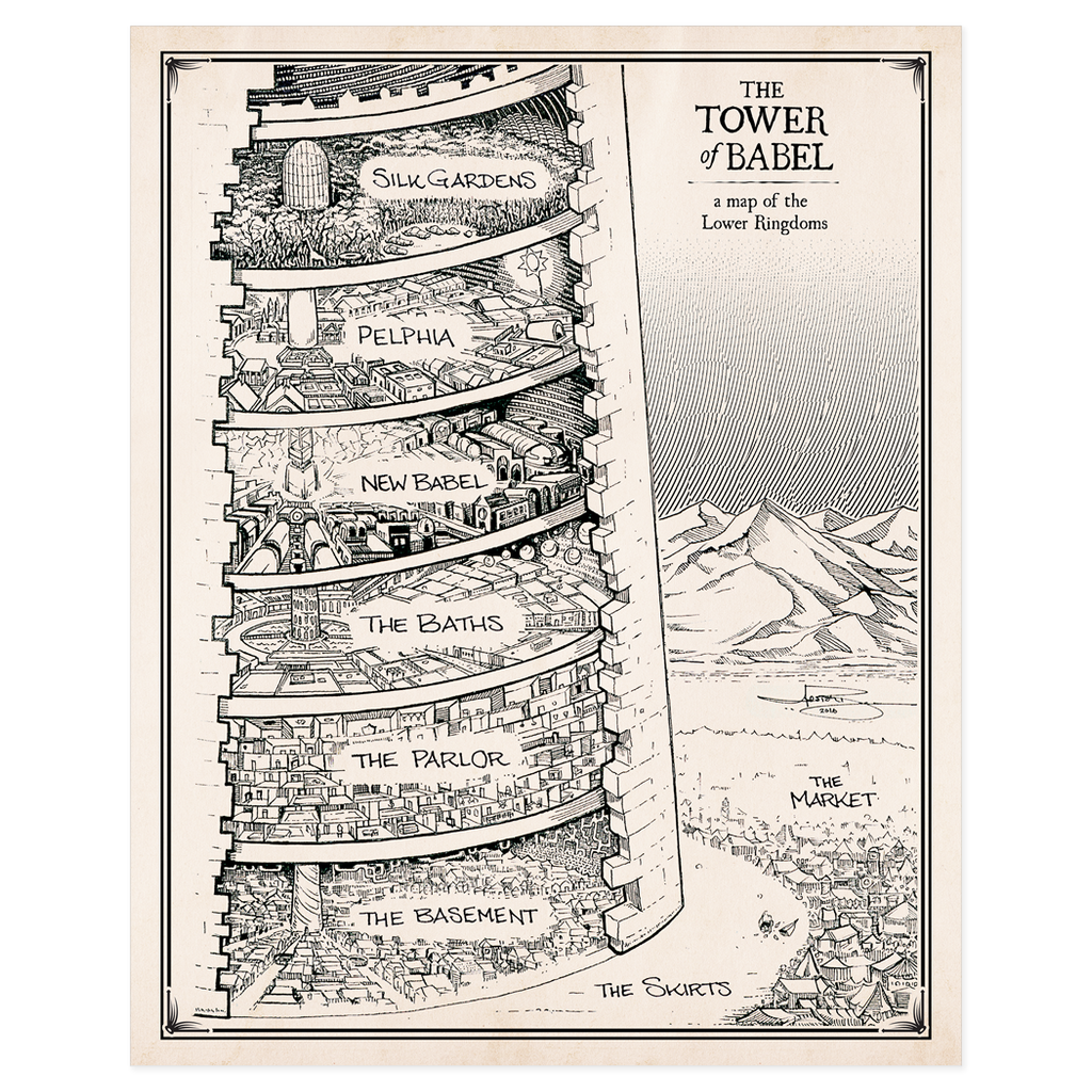 Books of Babel: Tower Map - Art Prints