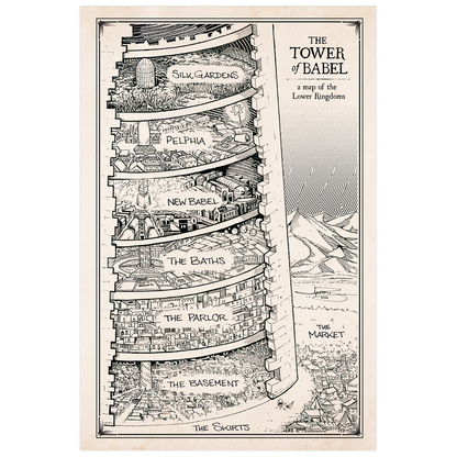 Books of Babel: Tower Map - Art Prints