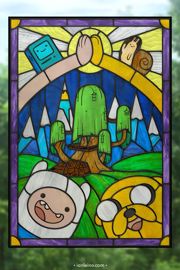 Finn & Jake - Stained Glass window cling