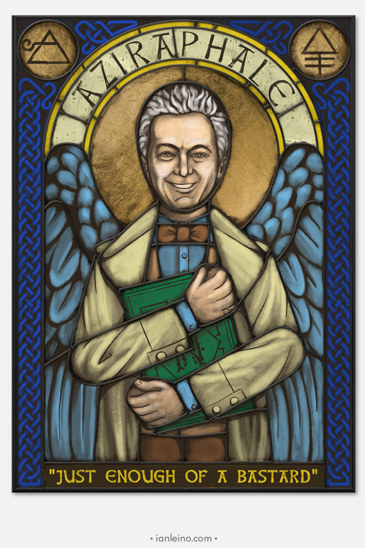 Aziraphale Icon - Stained Glass window cling