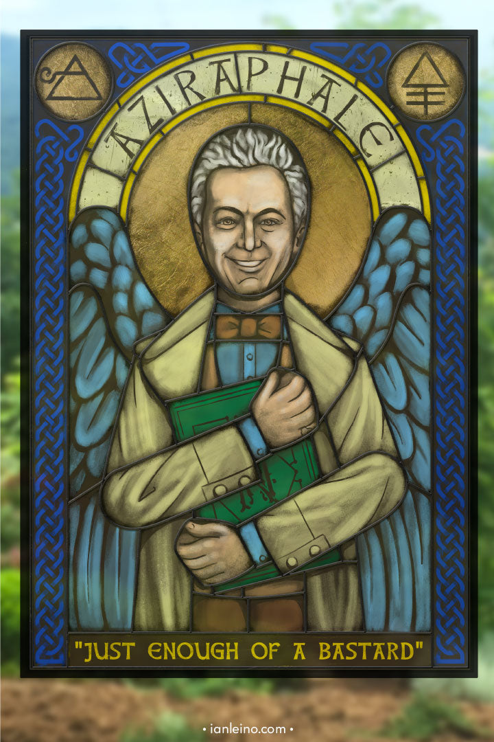 Aziraphale Icon - Stained Glass window cling