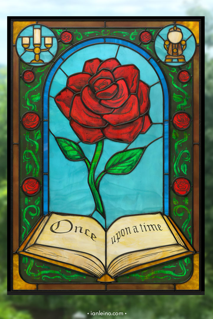 Fairy Tales: Beauty and the Beast - Stained Glass window cling