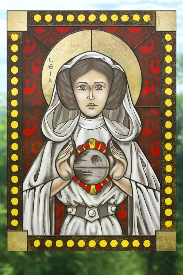 Princess Leia - icon style Stained Glass window cling