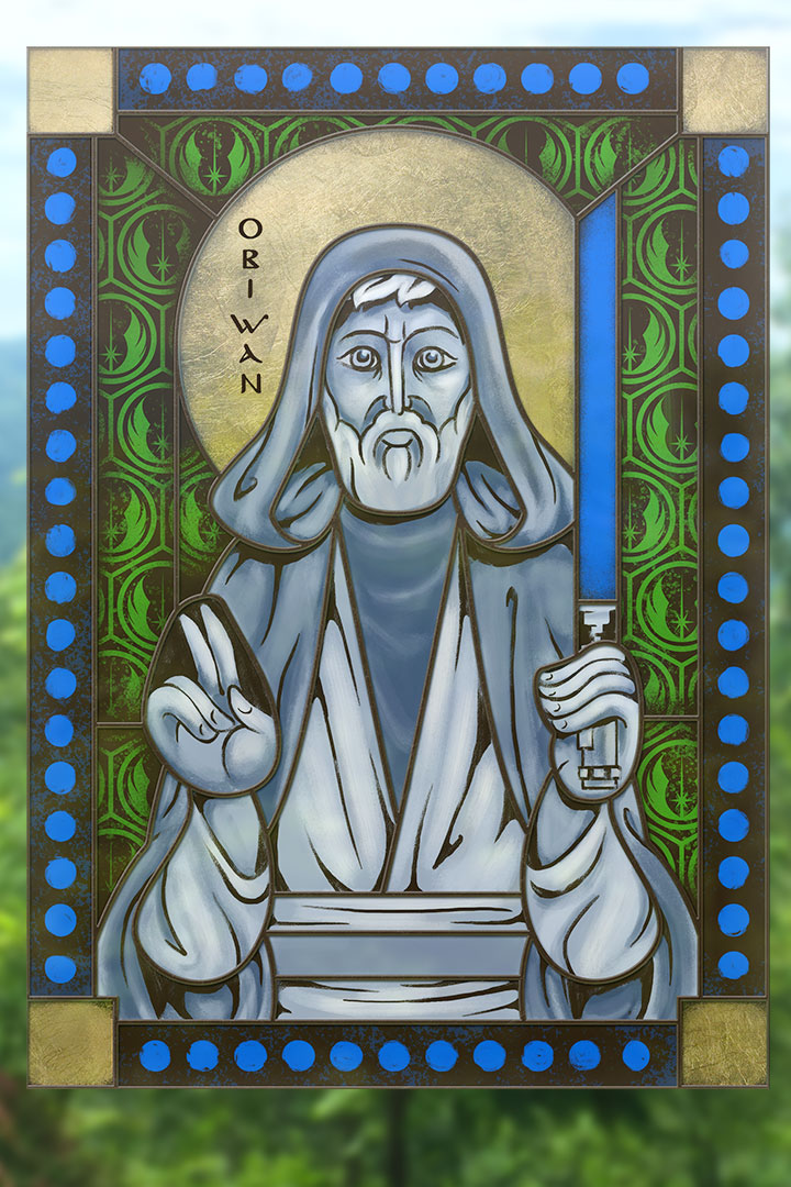 Obi Wan Kenobi - icon style Stained Glass window cling