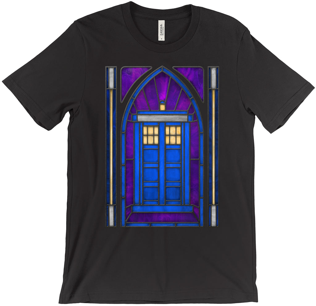 Tardis Stained Glass T-Shirt Men's XS Black