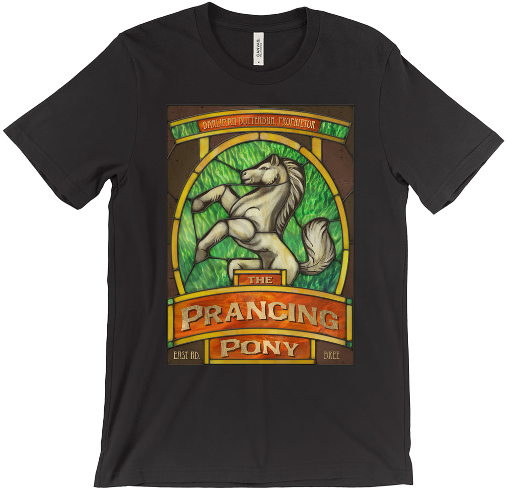 Prancing Pony Pub Sign T-Shirt Men's XS Black
