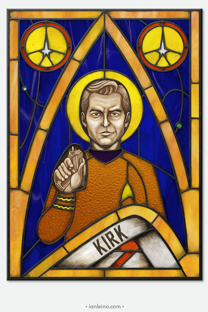 Captain Kirk Icon - Stained Glass window cling