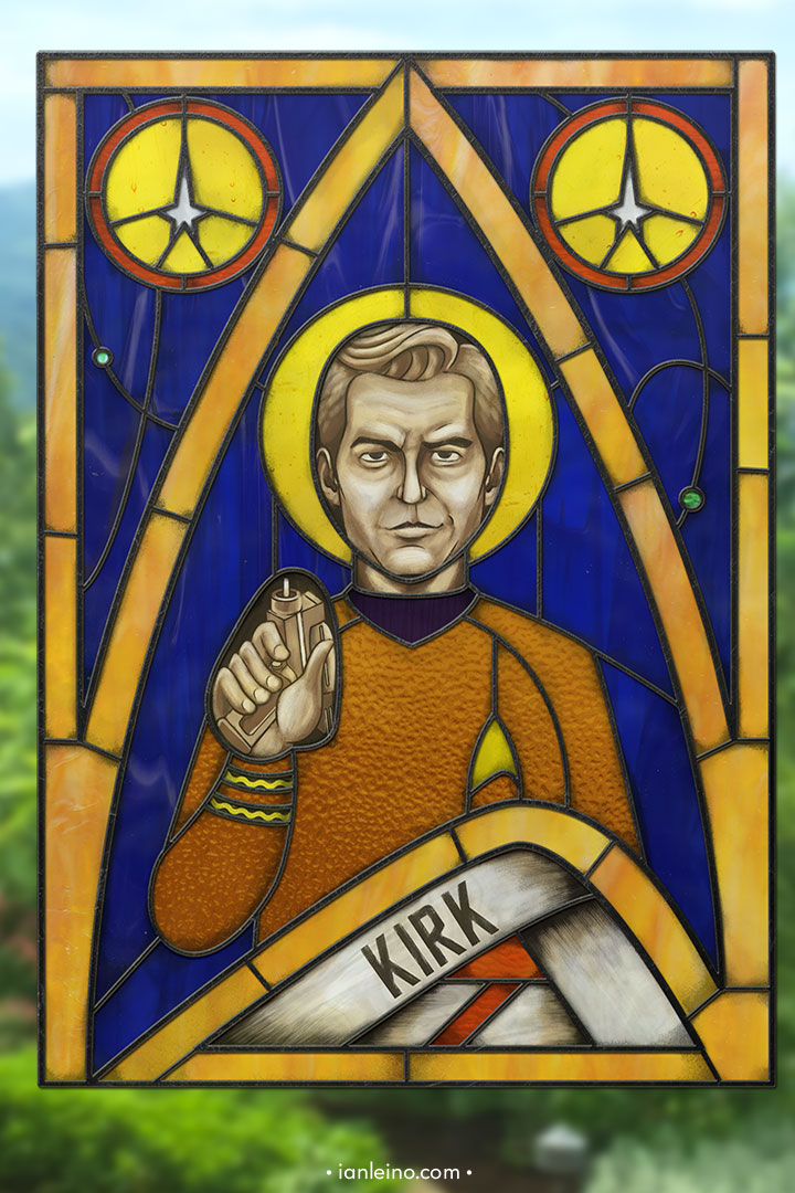Captain Kirk Icon - Stained Glass window cling