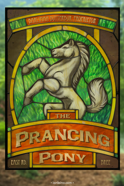 The Prancing Pony - Pub Sign Stained Glass window cling