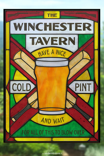 Winchester Tavern - Pub Sign Stained Glass window cling