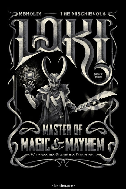 Loki: Master of Magic & Mayhem T-Shirt artwork