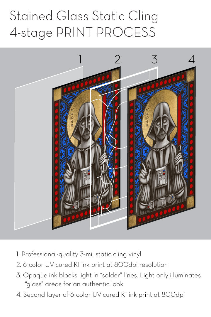 Luke Skywalker- icon style Stained Glass window cling