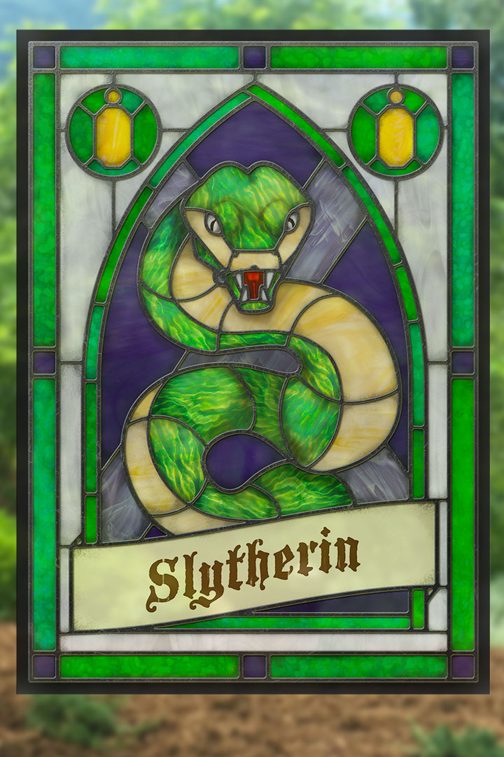 Hogwarts Slytherin - Stained Glass window cling – Ian Leino Design, Inc