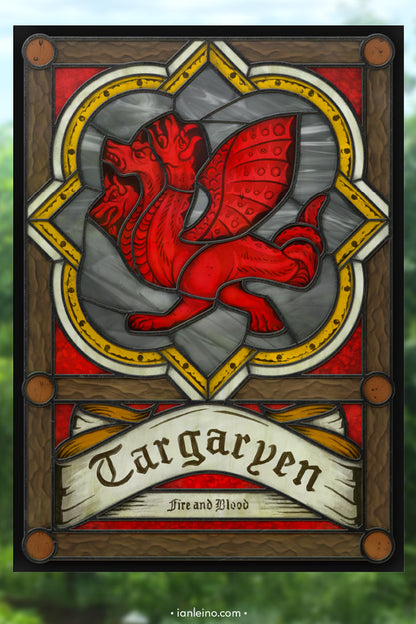 Game of Thrones "House Targaryen" - Stained Glass window cling