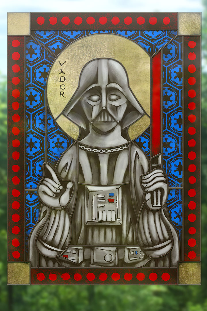 Darth Vader - icon style Stained Glass window cling