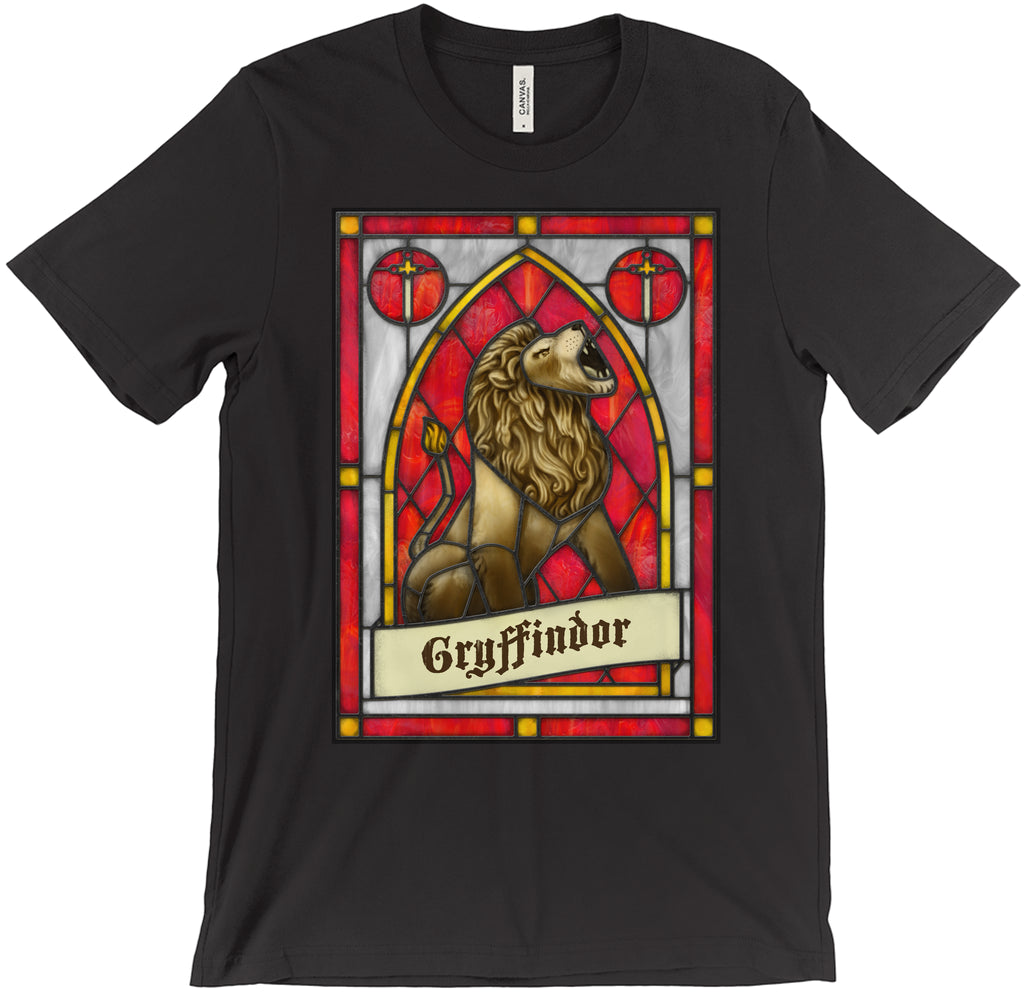 Gryffindor Stained Glass T-Shirt Men's XS Black