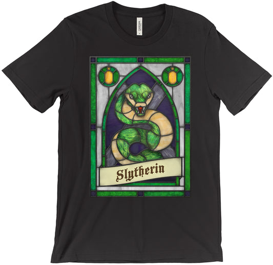 Slytherin Stained Glass T-Shirt Men's XS Black