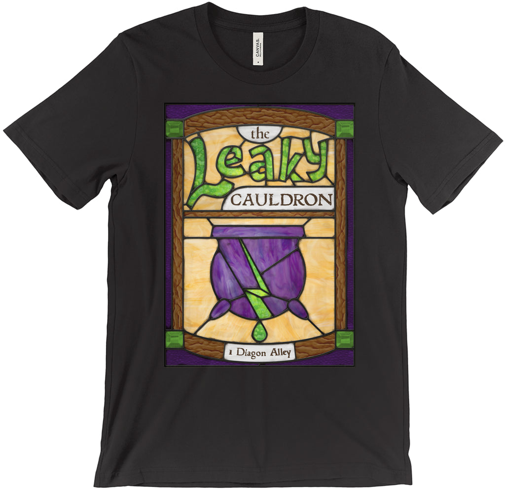 Leaky Cauldron Stained Glass T-Shirt Men's XS Black